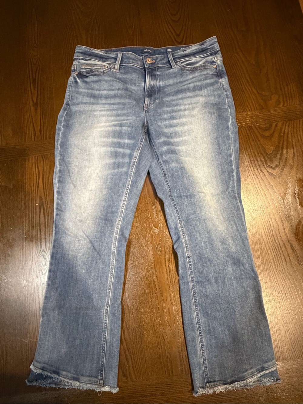 J. Jill Demi Medium Wash Boot Cut Raw Hem Jeans